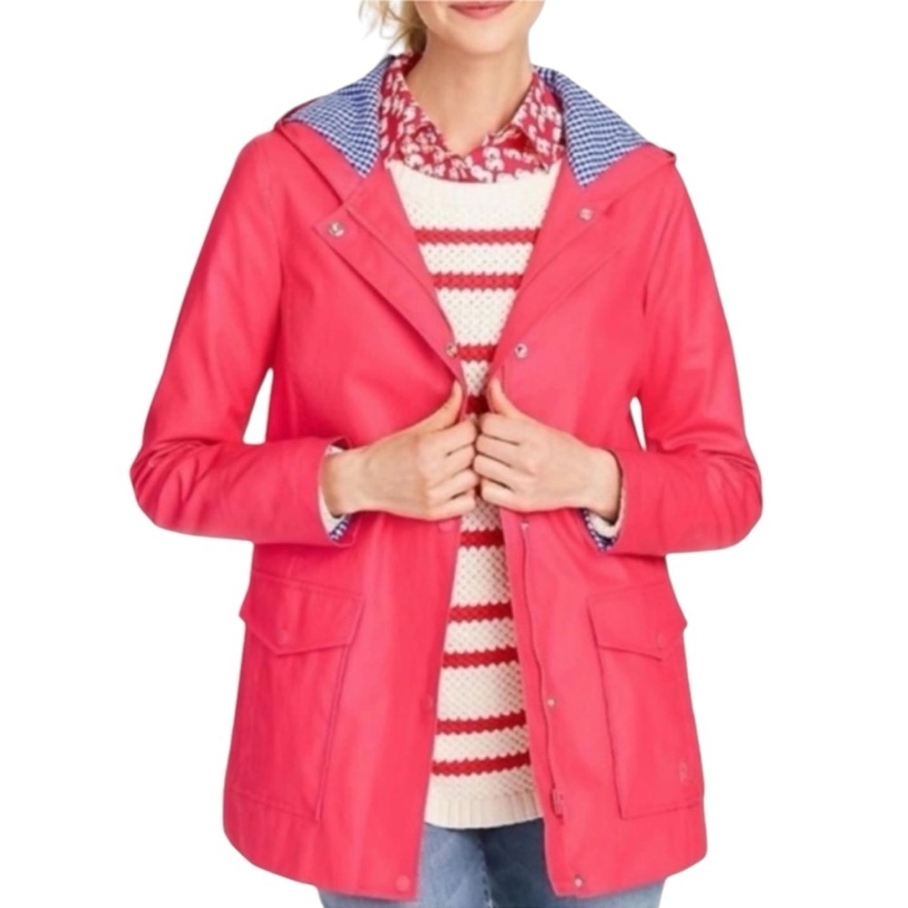 Women’s Talbots Hooded Rain Coat | Gingham Lining | Size Large | Waterproof Coat - Picture 7 of 7